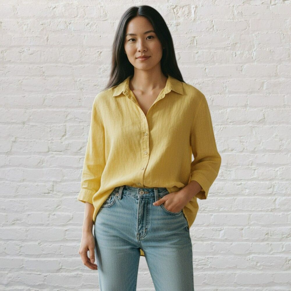Chico's Yellow Button Down Shirt for Women